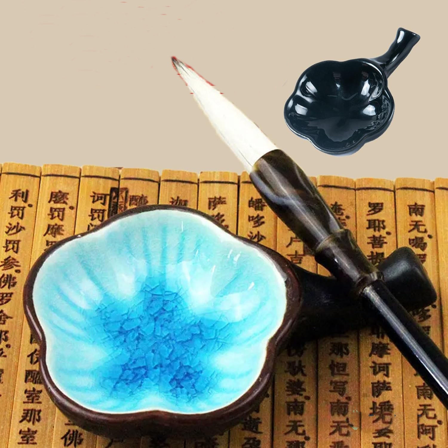 Plum Flower shape ceramic Inkstone ( 梅花硯 )